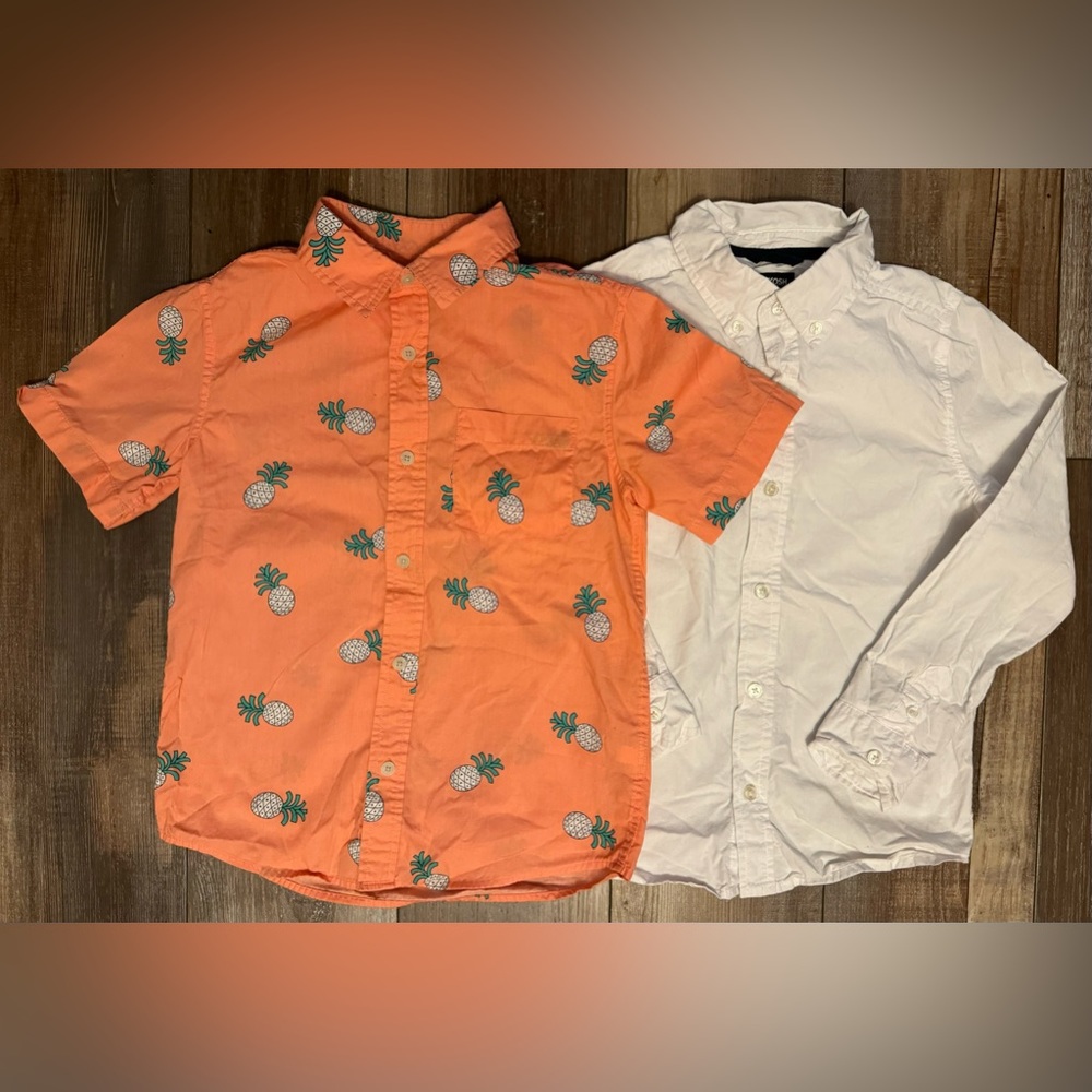 Urban Pipeline Oshkosh Boys Button Up Shirt Plaid Size 10 Medium White Lot Of 2